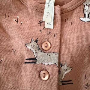 Pink Baby Romper with Fox Print